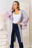 Woven Right Fringe Sleeve Dropped Shoulder Cardigan - Trendsi - Flyclothing LLC