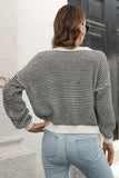Striped Round Neck Dropped Shoulder Sweater - Trendsi - Flyclothing LLC