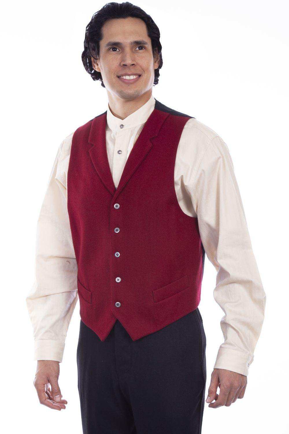 Scully BURGUNDY WOOL BLEND POINT BOTTOM VEST - Scully Leather - Flyclothing LLC