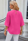 Round Neck Slit Half Sleeve Top - Trendsi - Flyclothing LLC