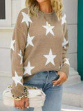 Star Round Neck Dropped Shoulder Sweater - Trendsi - Flyclothing LLC