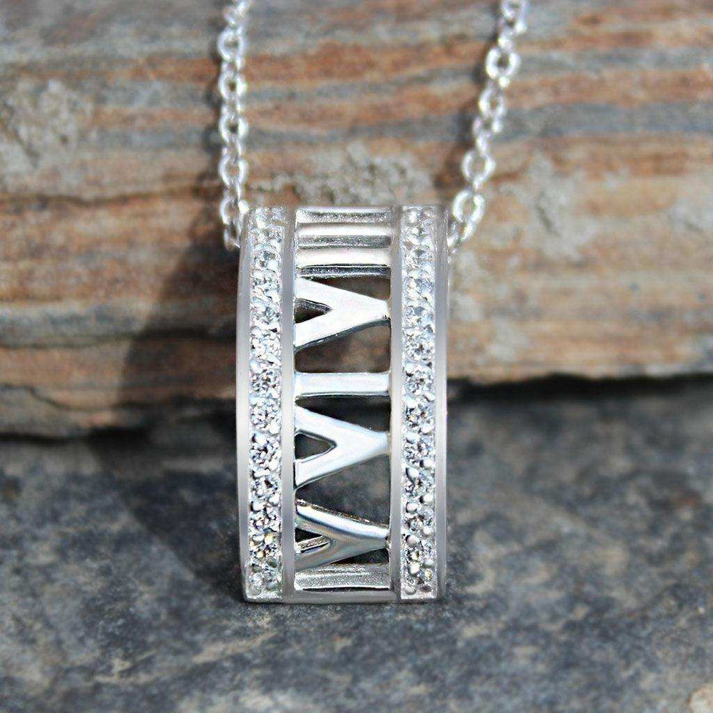 Alamode Rhodium Plating 925 Sterling Silver Chain Pendant with AAA CZ in Clear - Alamode - Flyclothing LLC