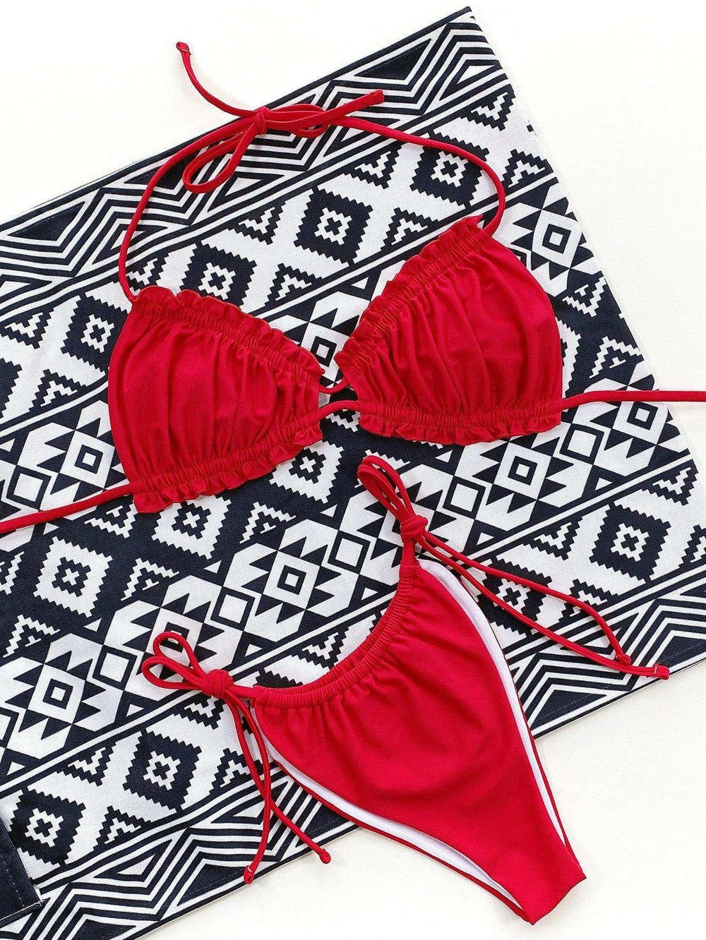 Frill Trill Halter Neck Bikini Set - Trendsi - Flyclothing LLC