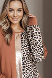 Leopard Round Neck Long Sleeve T-Shirt - Trendsi - Flyclothing LLC