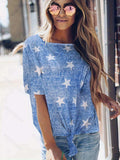 Star Print Short Sleeve T-Shirt - Trendsi - Flyclothing LLC