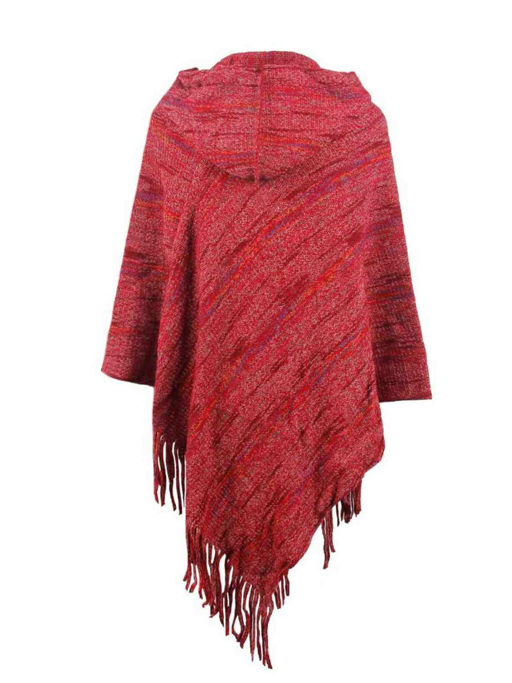 Fringe Hem Hooded Poncho - Trendsi - Flyclothing LLC