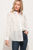 And The Why Eyelet Long Sleeve Button Down Shirt - Trendsi - Flyclothing LLC