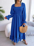 Smocked Square Neck Flounce Sleeve Dress - Trendsi - Flyclothing LLC