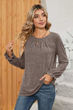 Ruched Round Neck Flounce Sleeve T-Shirt - Trendsi - Flyclothing LLC