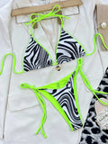 Zebra Print Halter Neck Bikini Set - Trendsi - Flyclothing LLC