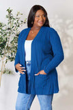 Basic Bae Full Size Ribbed Open Front Cardigan with Pockets - Trendsi - Flyclothing LLC