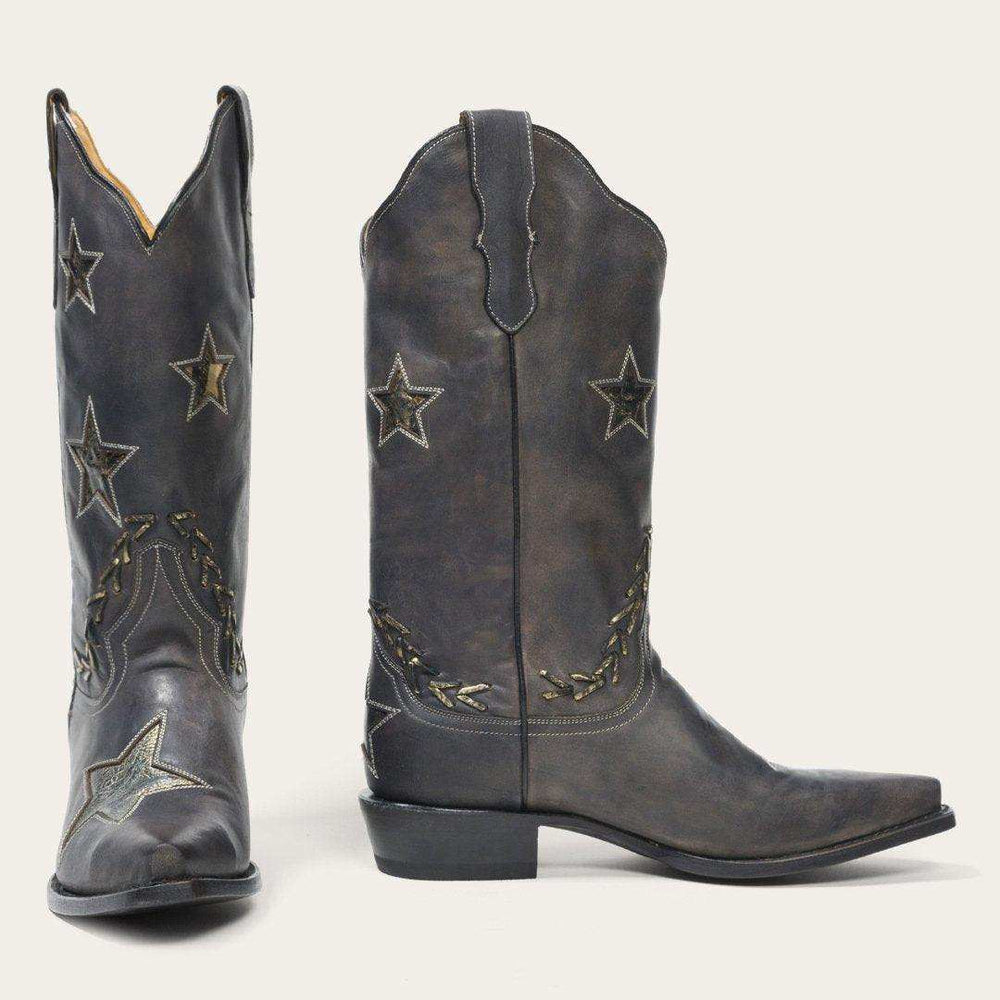 Stetson Star Distressed Black Cowboy Boot - Stetson - Flyclothing LLC