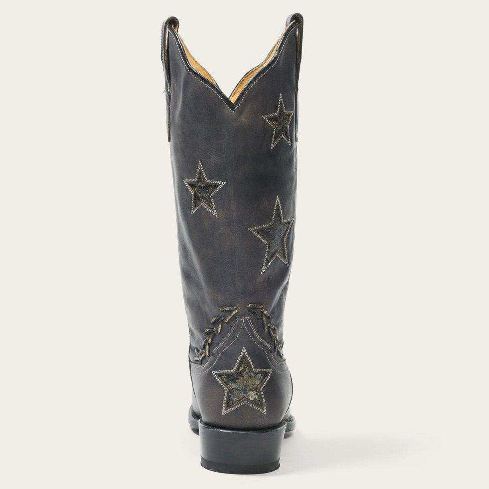 Stetson Star Distressed Black Cowboy Boot - Stetson - Flyclothing LLC