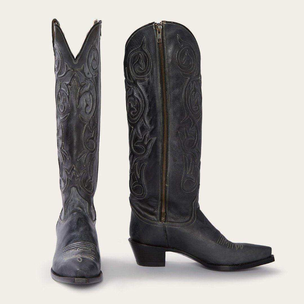 Stetson Black Corded Design Side Zip Cowboy Boot - Stetson - Flyclothing LLC