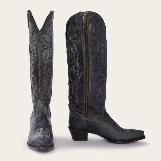 Stetson Black Corded Design Side Zip Cowboy Boot - Stetson - Flyclothing LLC