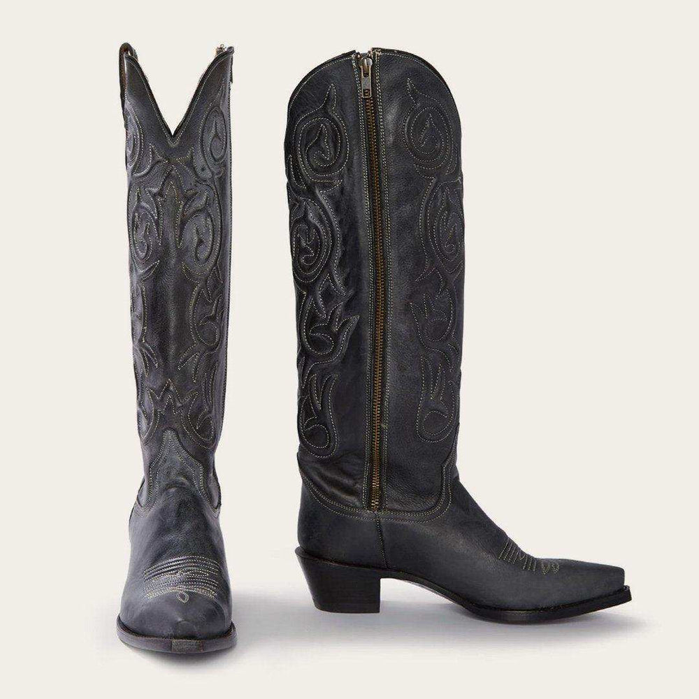 Stetson Black Corded Design Side Zip Cowboy Boot - Stetson - Flyclothing LLC
