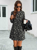 Round Neck Long Sleeve Mini Dress - Trendsi - Flyclothing LLC