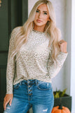 Round Neck Leopard Print Long Sleeve Tee - Trendsi - Flyclothing LLC