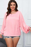 Plus Size Lantern Sleeve Dropped Shoulder Blouse - Trendsi - Flyclothing LLC