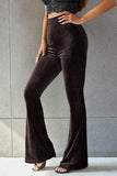 Ribbed High Waist Flare Pants - Trendsi - Flyclothing LLC