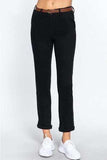 ACTIVE BASIC Cotton-Span Twill Straight Pants - Trendsi - Flyclothing LLC