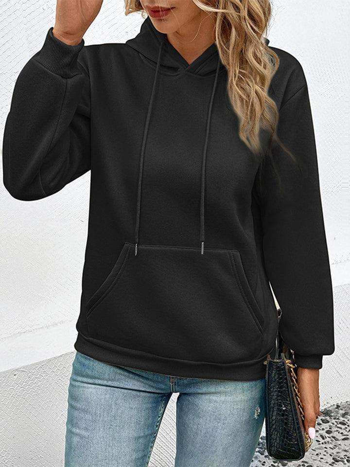 Long Sleeve Front Pocket Hoodie - Trendsi - Flyclothing LLC