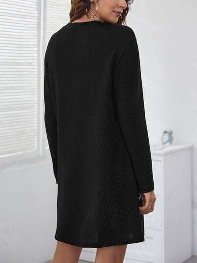 Decorative Button Round Neck Dress - Trendsi - Flyclothing LLC