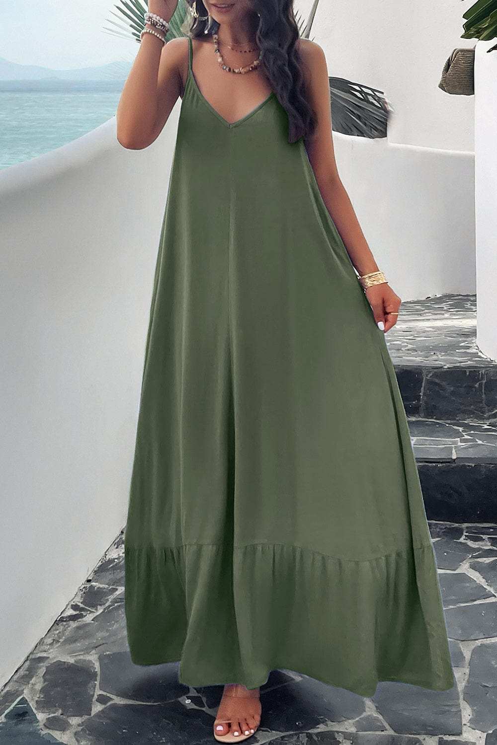 Backless Maxi Cami Dress with Pockets - Trendsi - Flyclothing LLC