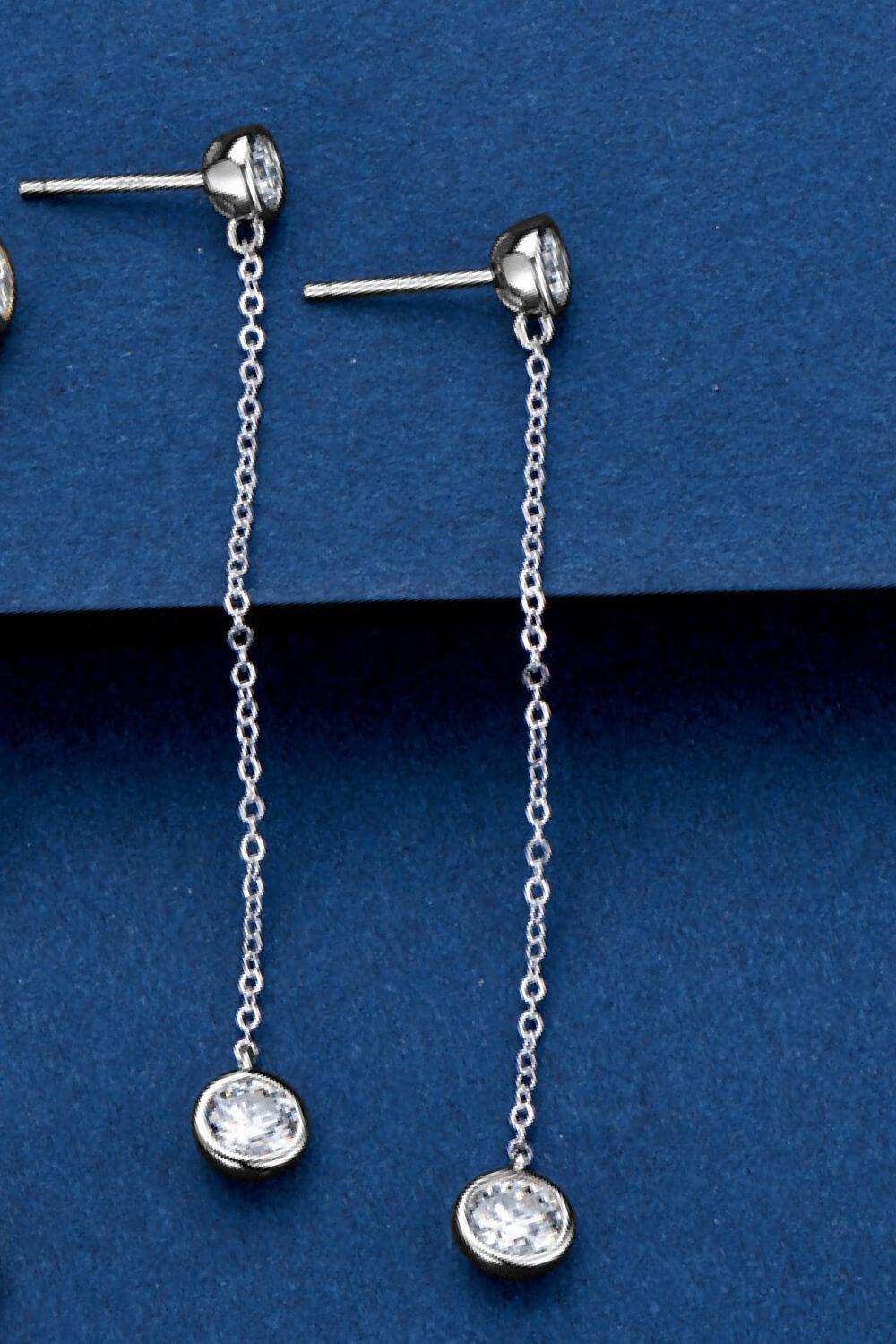 Moissanite Chain Earrings - Trendsi - Flyclothing LLC