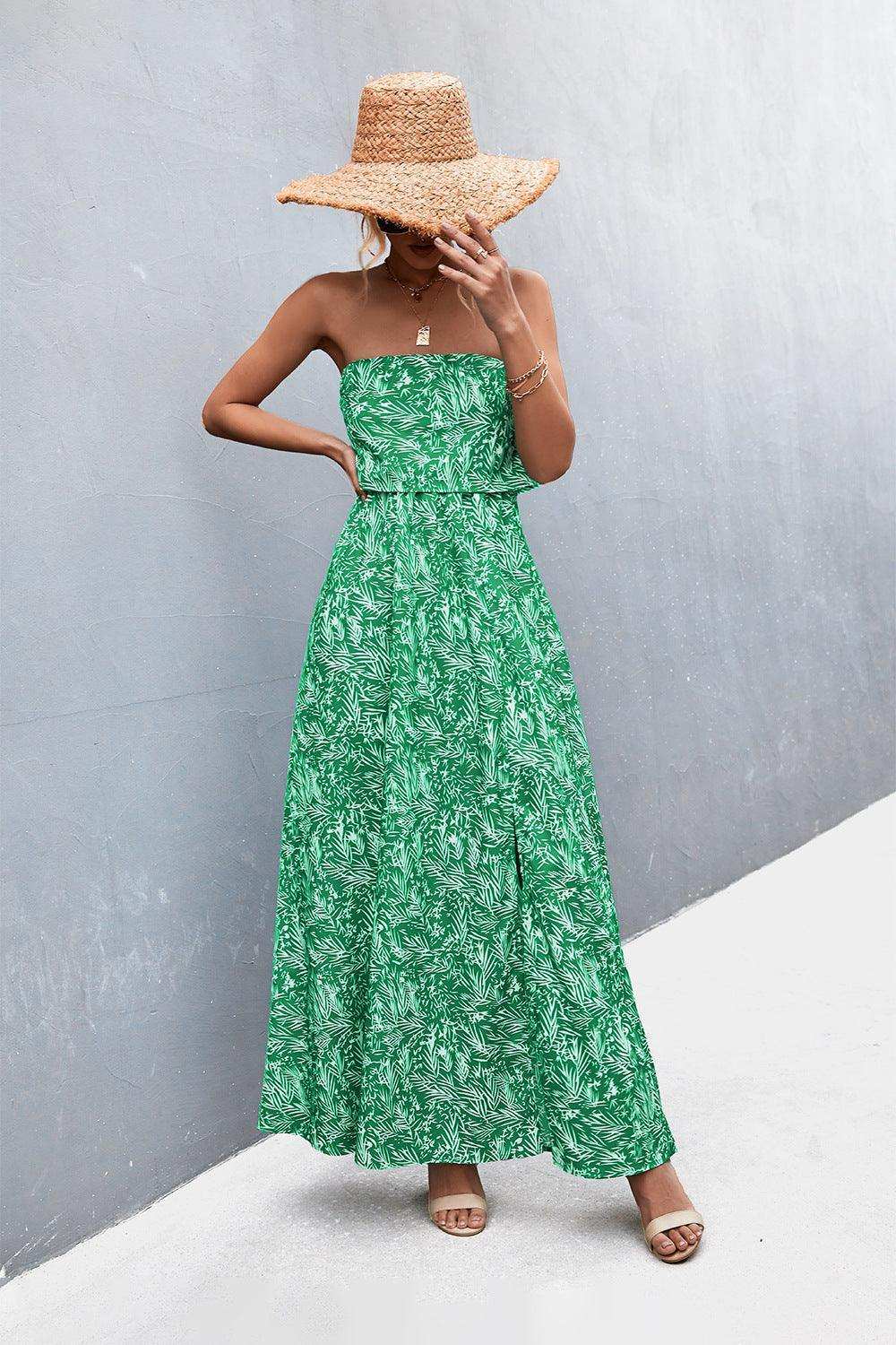 Strapless Split Maxi Dress - Trendsi - Flyclothing LLC