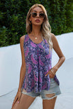 Printed Slit Scoop Neck Tank - Trendsi - Flyclothing LLC
