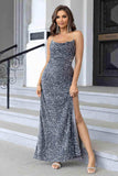 Sequin Backless Split Maxi Dress - Trendsi - Flyclothing LLC