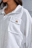 Exposed Seam Collared Neck Sweatshirt - Trendsi - Flyclothing LLC