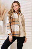 Double Take Plaid Print Dropped Shoulder Shirt - Trendsi - Flyclothing LLC