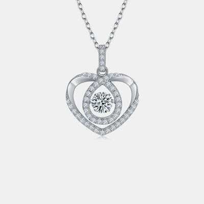 Moissanite 925 Sterling Silver Heart Shape Necklace - Trendsi - Flyclothing LLC