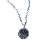 Alpaca Silver Aztec Calendar Pendant with Chain - Artisana - Flyclothing LLC