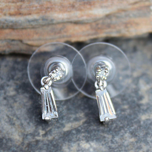 Alamode Rhodium Plating Brass Earrings with AAA Grade CZ in Clear - Alamode - Flyclothing LLC