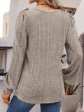 Square Neck Long Sleeve Top - Trendsi - Flyclothing LLC
