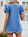 Layered Flutter Sleeve V-Neck Top - Trendsi - Flyclothing LLC
