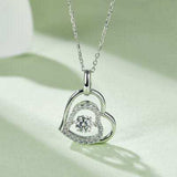 Moissanite 925 Sterling Silver Heart Necklace - Trendsi - Flyclothing LLC