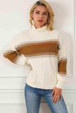 Contrast Turtleneck Long Sleeve Sweater - Trendsi - Flyclothing LLC