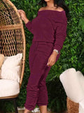 Off-Shoulder Top and Pants Set - Trendsi - Flyclothing LLC