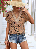 Animal Print V-Neck Petal Sleeve Blouse - Trendsi - Flyclothing LLC