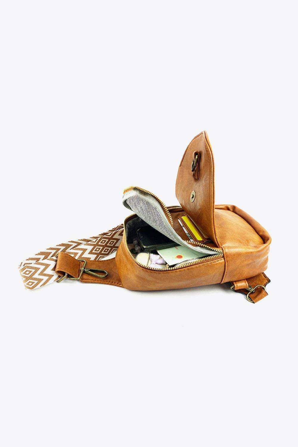 Adjustable Strap PU Leather Sling Bag - Trendsi - Flyclothing LLC