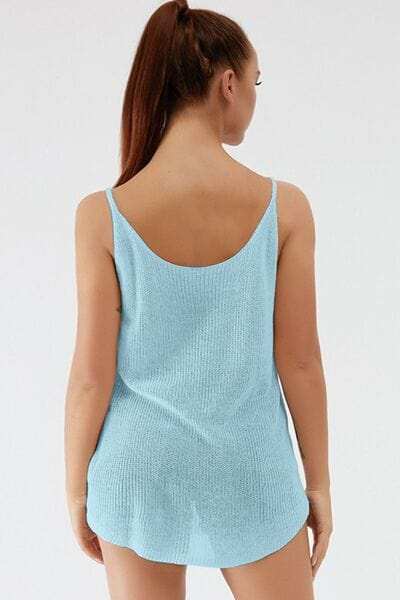 Scoop Neck Spaghetti Strap Knit Cami - Trendsi - Flyclothing LLC
