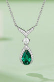 Lab-Grown Emerald Teardrop Necklace - Trendsi - Flyclothing LLC