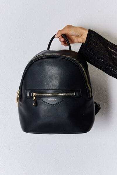 David Jones PU Leather Backpack - Trendsi - Flyclothing LLC