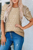 Puff Sleeve Round Neck Blouse - Trendsi - Flyclothing LLC