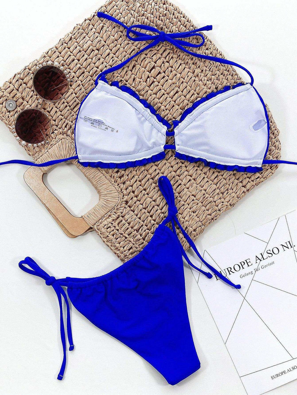 Frill Trill Halter Neck Bikini Set - Trendsi - Flyclothing LLC