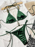 Rhinestone Decor Halter Neck Bikini Set - Trendsi - Flyclothing LLC